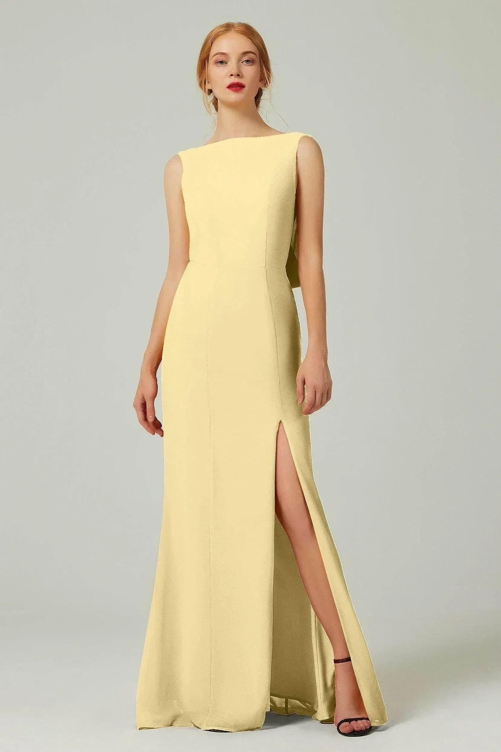 Sheath-Column Sweep-Brush Chiffon Dresses CB0310CS - Daffodil - COCOMELODY